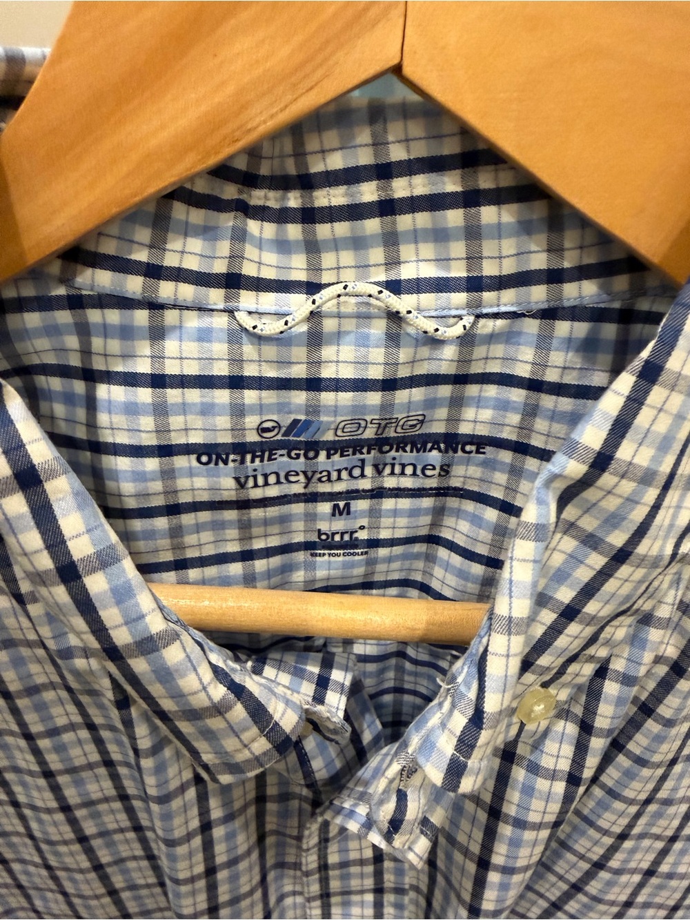 Vineyard Vines On The Go Performance Blue and Navy Plaid Button-Down Shirt